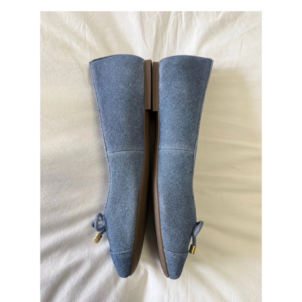 Vionic Denim Blue Ballet Flats with Bow and Gold Accents - Picture 4 of 10